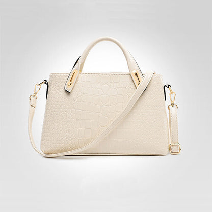 3 Pieces PU Leather Handbag Set, Tote, Shoulder Bag, Clutch Purse Wallet (Cream) - Dshop.com.au