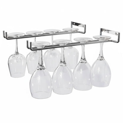 2 x Wine Glass Hanger Rack Under Cabinet Kitchen Bar Stemware Metal Storage Organiser