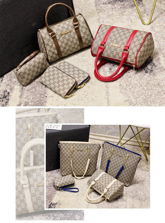 6 Pieces Designer Handbag Set Tote Shoulder Bag Clutch Purse Coin Wallet - Dshop.com.au