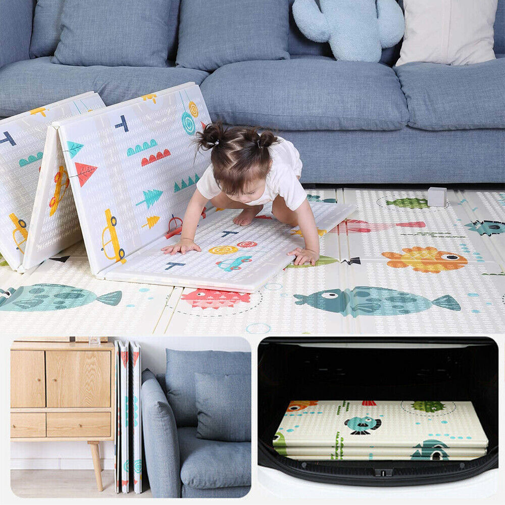 2m Double Sided Large Extra Thick Baby Kids Waterproof Folding Play Mat - Dshop.com.au