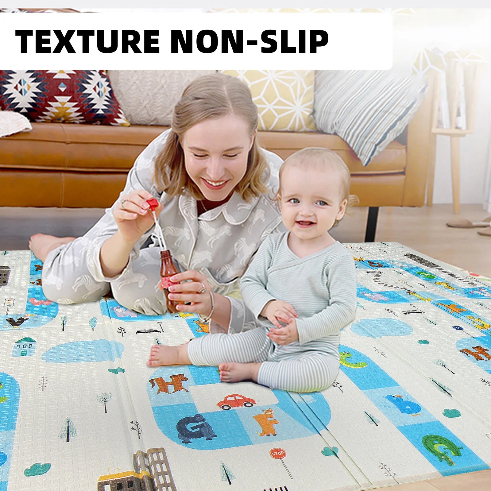 2m Double Sided Large Extra Thick Baby Kids Waterproof Folding Play Mat - Dshop.com.au