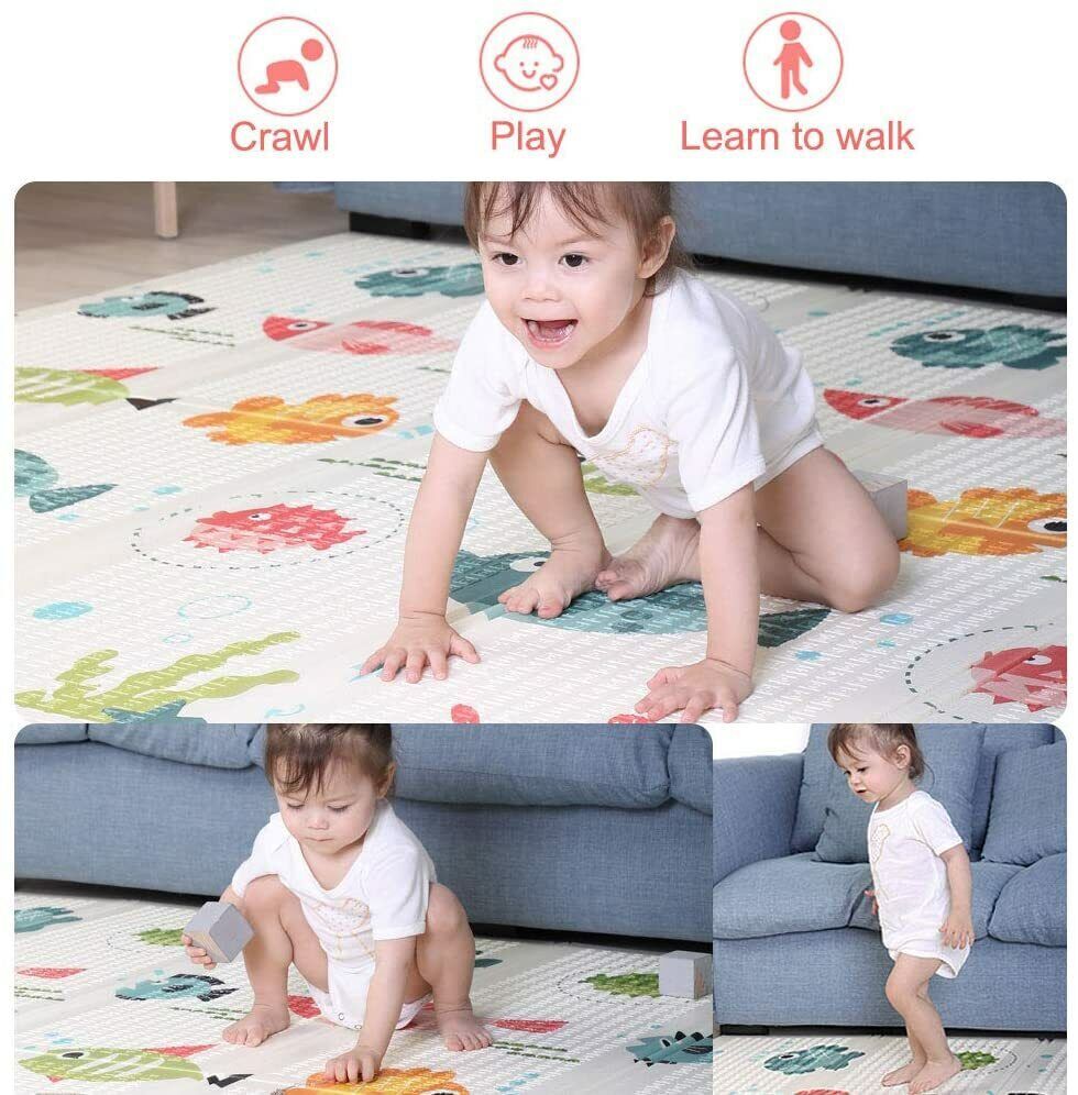 2m Double Sided Large Extra Thick Baby Kids Waterproof Folding Play Mat - Dshop.com.au