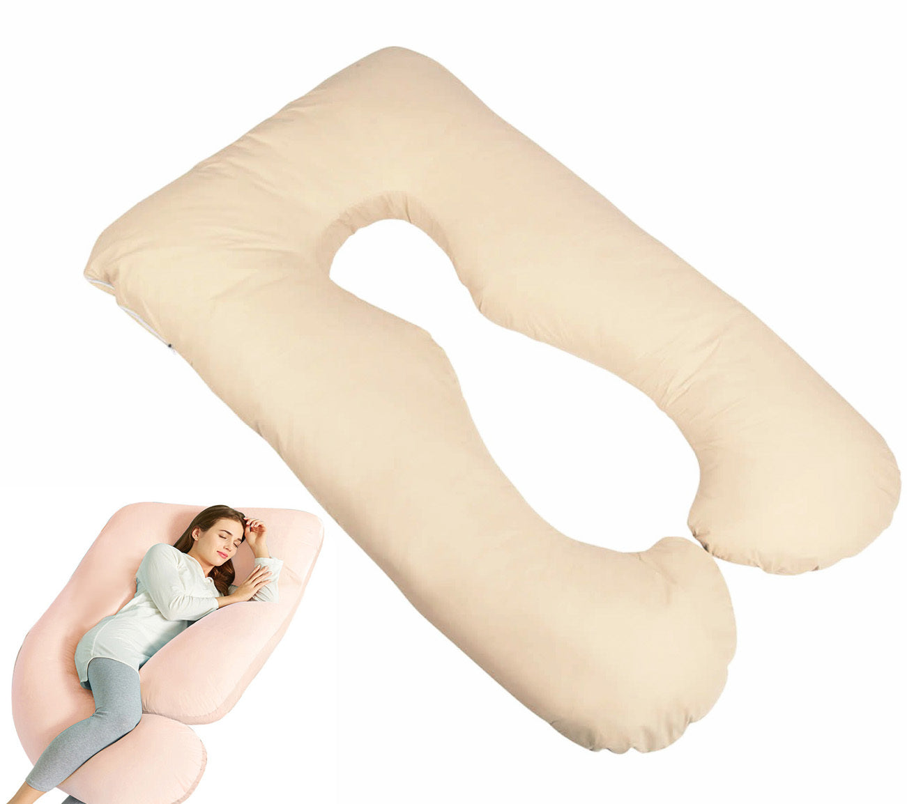 Large Comfort Support Body Pillow (Beige) - Dshop.com.au