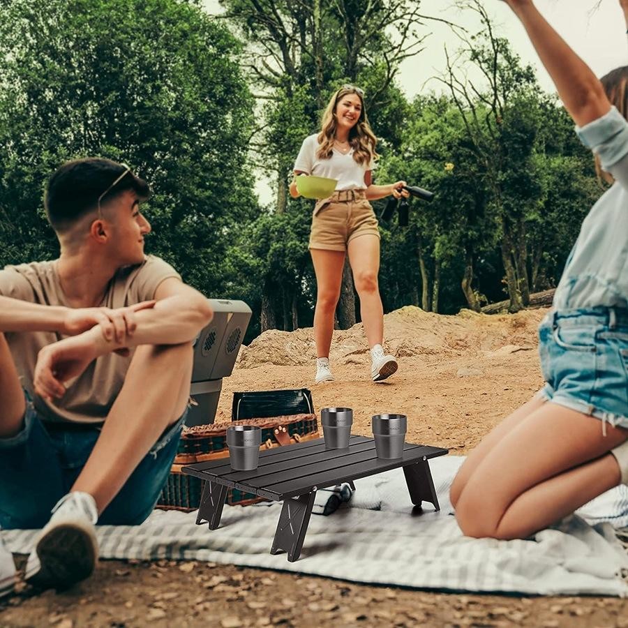 Aluminum Portable Foldable Outdoor Camp Table (Black)