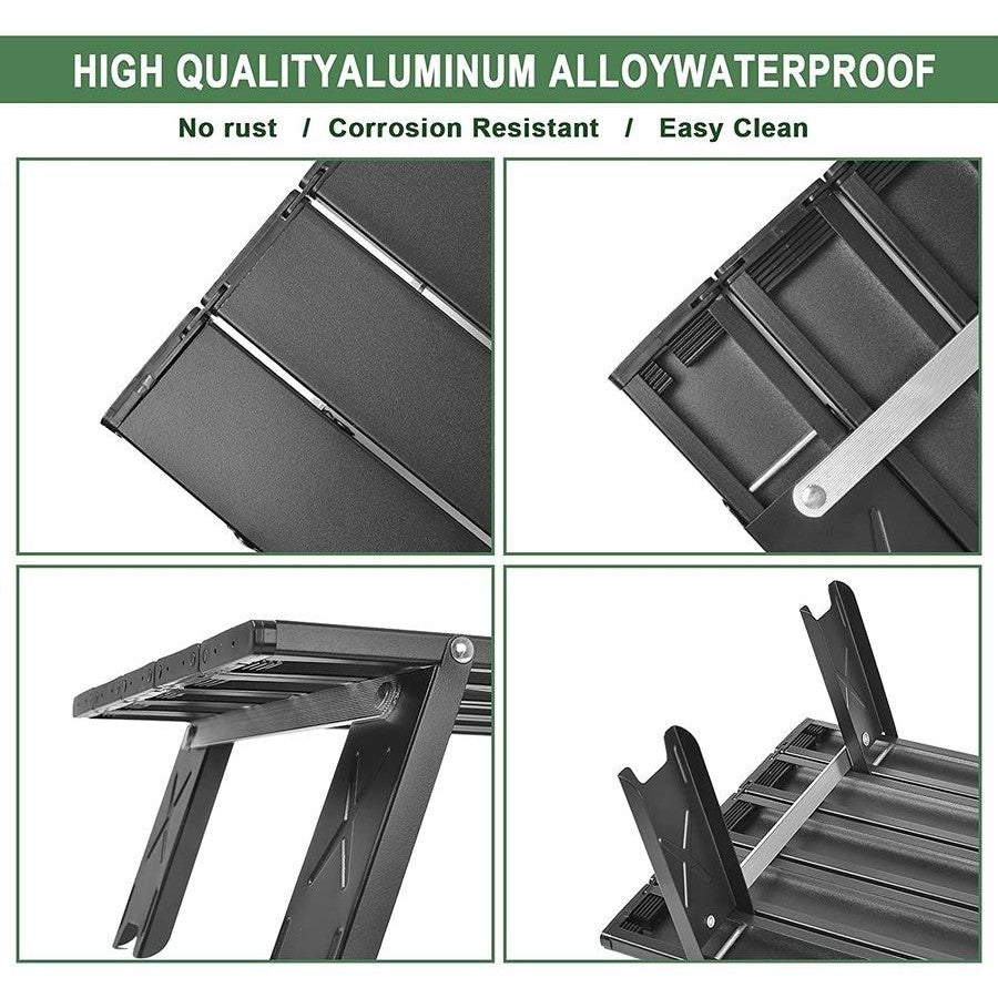 Aluminum Portable Foldable Outdoor Camp Table (Black)