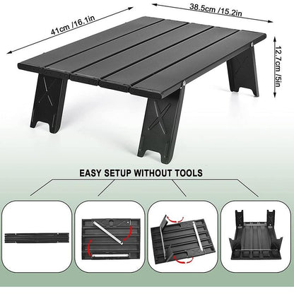 Aluminum Portable Foldable Outdoor Camp Table (Black)