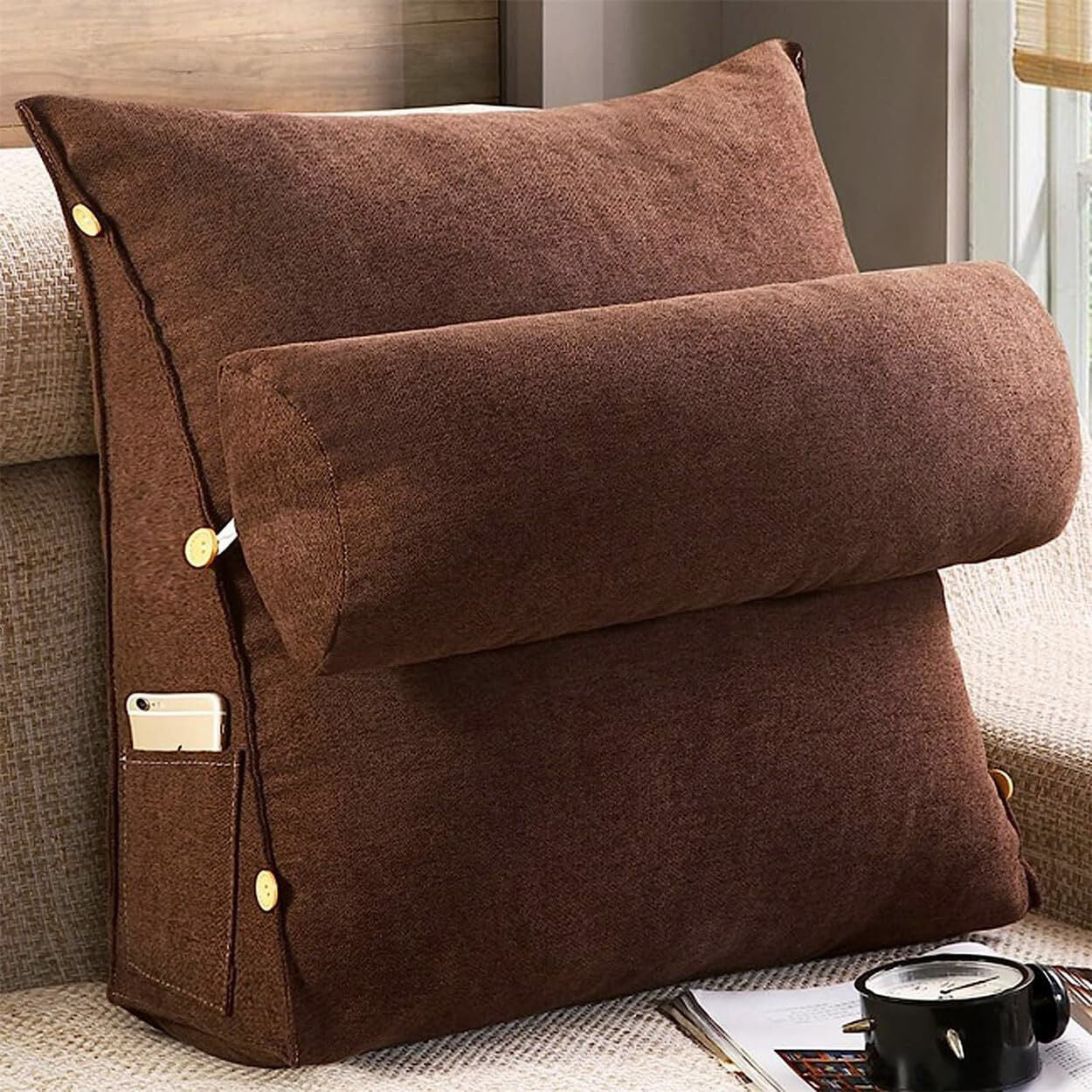 Paradise Adjustable Chair Seat Head Pillow & Back Lumbar Support Cushion (Mocha) - Dshop.com.au