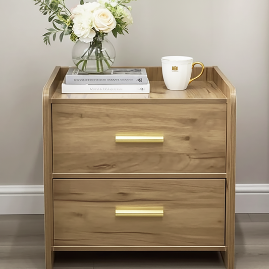 Serene 2-Drawer Bedside Table Nightstand (Oak)