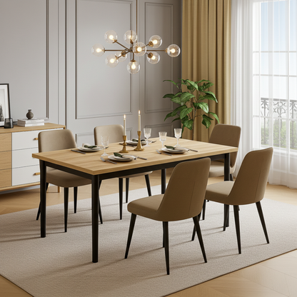 Heritage Industrial Rustic Oak Wood & Metal Dining Table 120cm