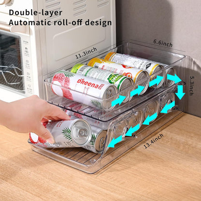 2-Tier Automatic Rolling Can Dispenser Beer Soda Bottle Storage Holder Fridge Organizer - Dshop.com.au