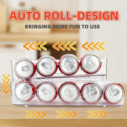 2-Tier Automatic Rolling Can Dispenser Beer Soda Bottle Storage Holder Fridge Organizer - Dshop.com.au