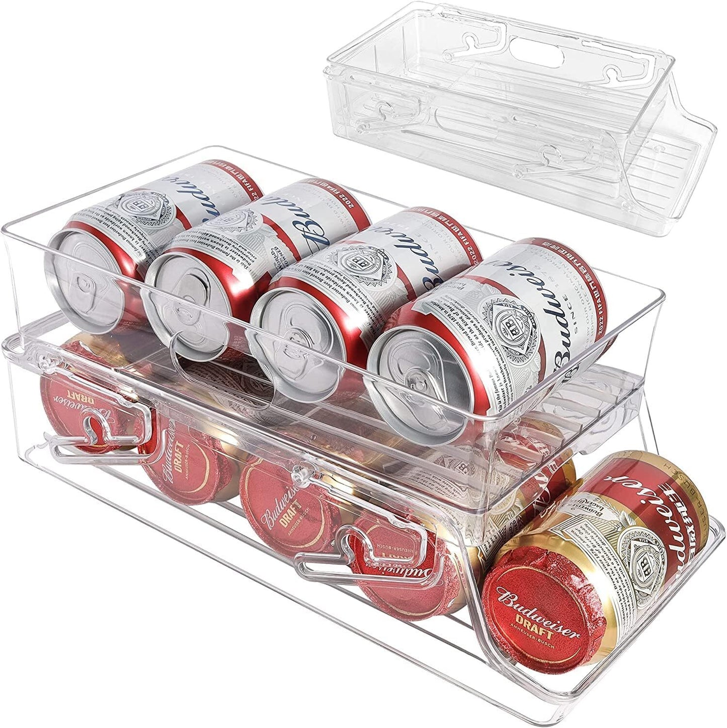 2-Tier Automatic Rolling Can Dispenser Beer Soda Bottle Storage Holder Fridge Organizer - Dshop.com.au