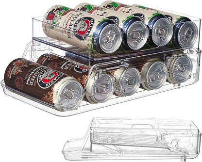 2-Tier Automatic Rolling Can Dispenser Beer Soda Bottle Storage Holder Fridge Organizer - Dshop.com.au