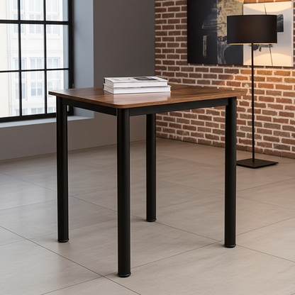 Foundry Industrial Rustic Wood & Metal Square Bar Dining Table