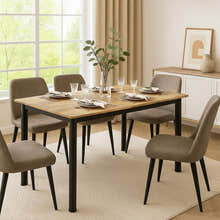 Heritage Industrial Rustic Oak Wood & Metal Dining Table 120cm