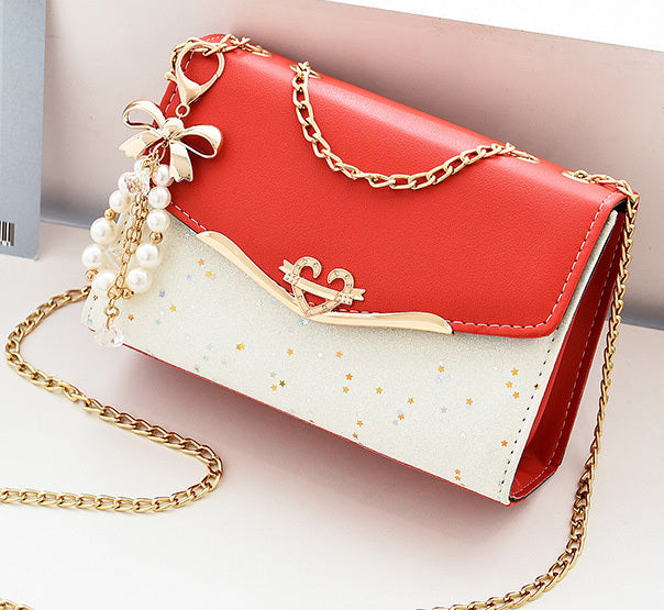 Sparkle Heart & Bow Handbag Tote Shoulder Bag (Red) - Dshop.com.au