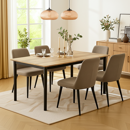 Heritage Industrial Rustic Oak Wood & Metal Dining Table 120cm