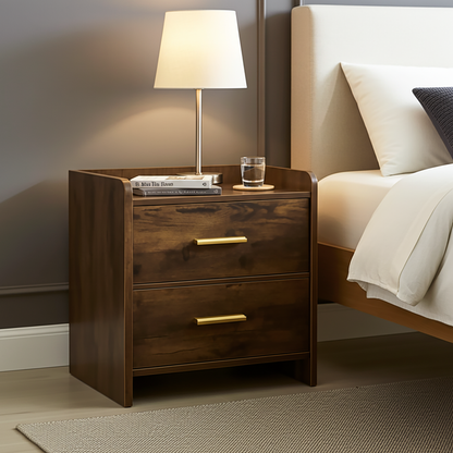 Serene 2-Drawer Bedside Table Nightstand (Rustic Wood)