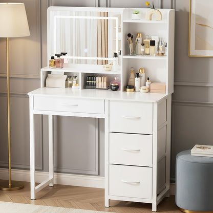 Deluxe LED Mirror Dresser Vanity Dressing Table Desk with Drawers White