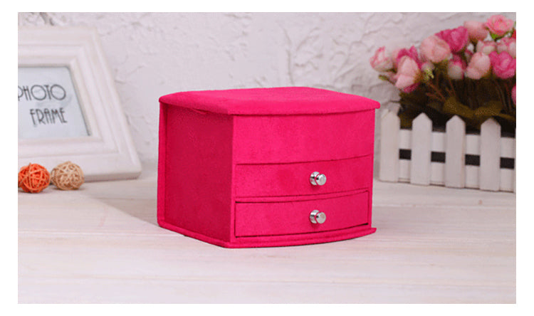 Deluxe Velvet Jewelry Box 3 Level Organiser & Drawers Hot Pink - Dshop.com.au