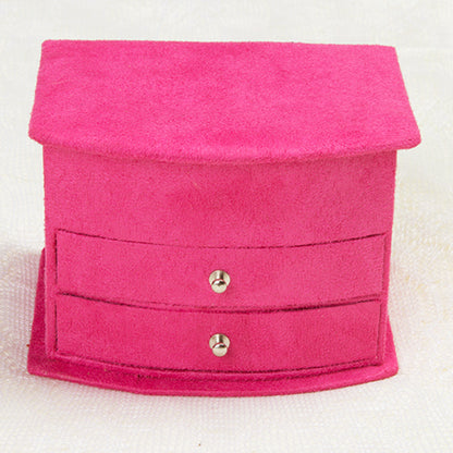 Deluxe Velvet Jewelry Box 3 Level Organiser & Drawers Hot Pink - Dshop.com.au