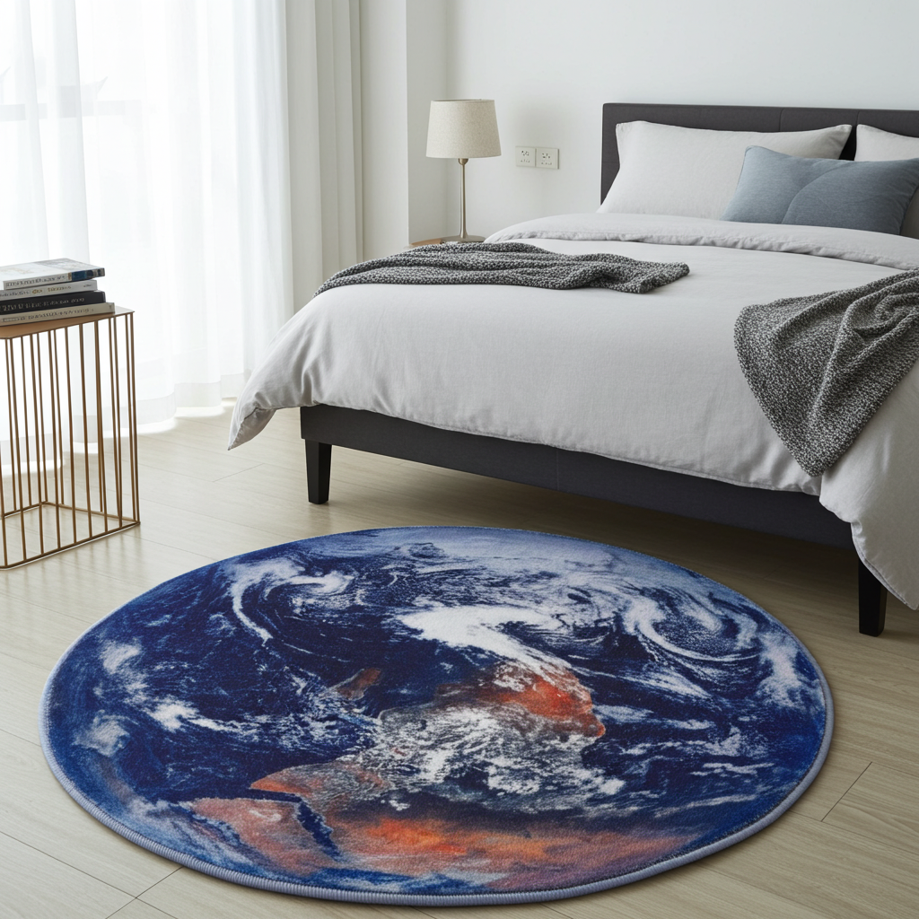 Lush Plush Infinity Earth Planet World Round Rug