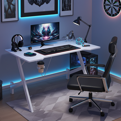 Ergonomic Gaming Desk Computer Table White 110cm