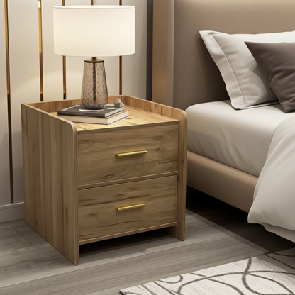 Serene 2-Drawer Bedside Table Nightstand (Rustic Oak)