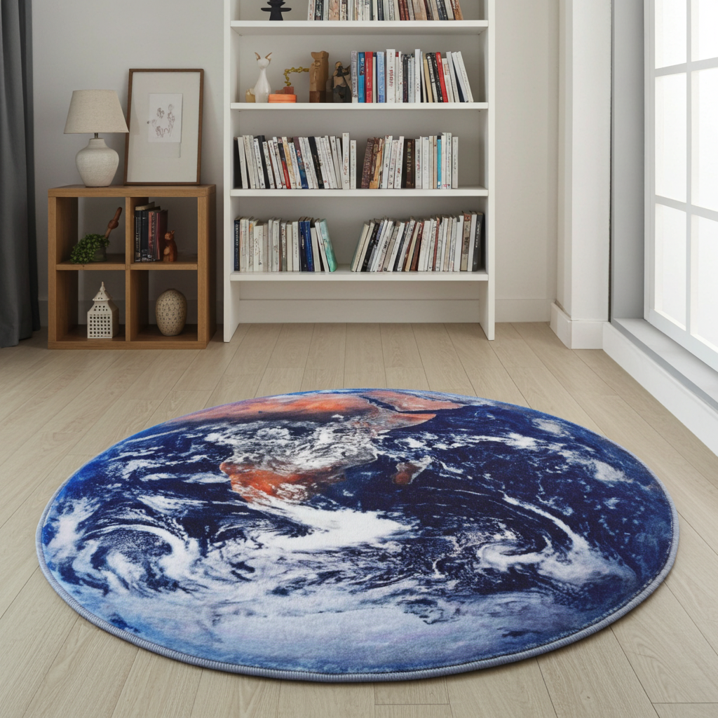 Lush Plush Infinity Earth Planet World Round Rug