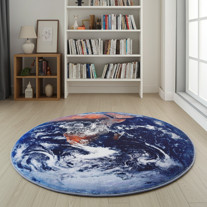 Lush Plush Infinity Earth Planet World Round Rug