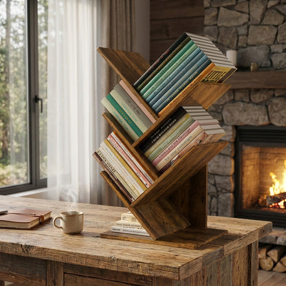 Resort 5 Shelving Rustic Bookshelf Display Cabinet Shelf Bookcase Desktop Organizer