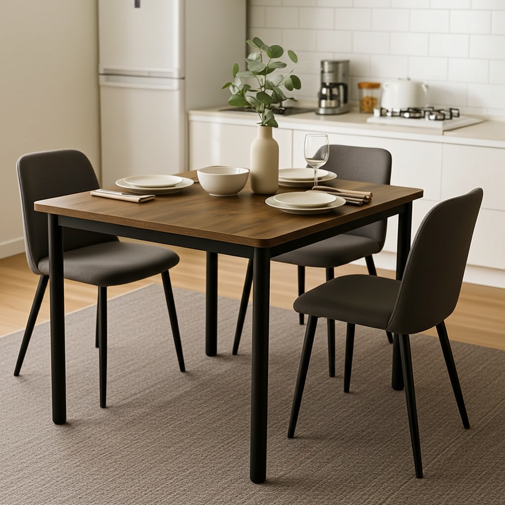 Harbor Industrial Rustic Wood & Steel Dining Table Square 80cm