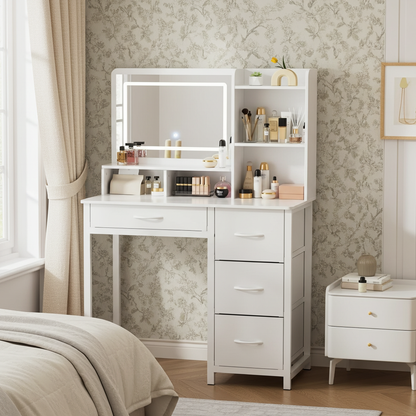 Deluxe LED Mirror Dresser Vanity Dressing Table Desk with Drawers White