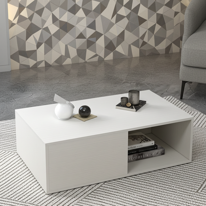 Lusso Designer Wooden Coffee Table (White)