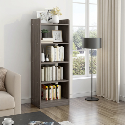 Essentia 4-Tier Storage Shelf Bookcase Shelving Unit Organizer (Driftwood Grey)