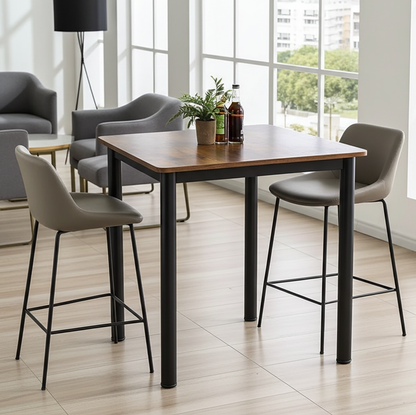 Foundry Industrial Rustic Wood & Metal Square Bar Dining Table