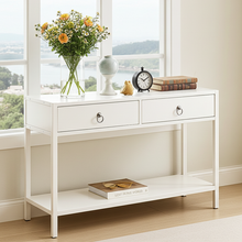 Essence White Console Table with Drawers Hallway Entry Storage Shelf