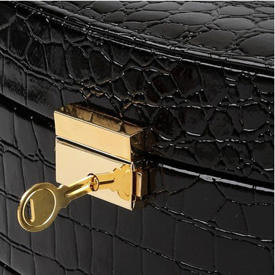 Large Luxury PU Leather Jewellery Box Storage Case (Black) - Dshop.com.au