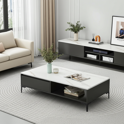 2-Piece Set Minimalist Large Coffee Table & TV Cabinet