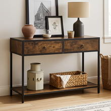 Essence Rustic Console Table with Drawers Hallway Entry Storage Shelf