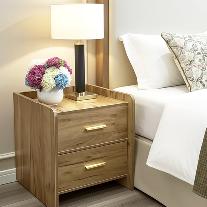 Serene 2-Drawer Bedside Table Nightstand (Rustic Oak)