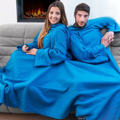 Sleeved Fleece Snuggle Blanket with Sleeves (Blue) - Dshop.com.au