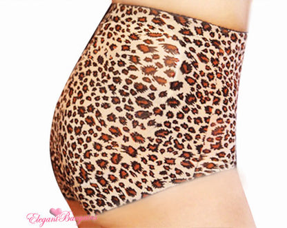 Leopard Print High Waist Body Shaper Shapewear Underwear Seamless Panties