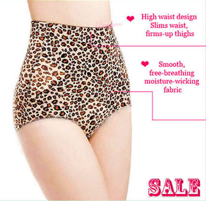 Leopard Print High Waist Body Shaper Shapewear Underwear Seamless Panties