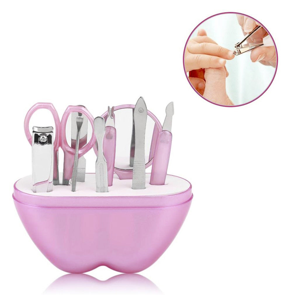 9 Piece Set Manicure Nail Care Kit (Pink) - Dshop.com.au