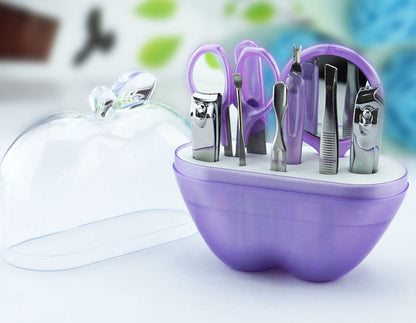 9 Piece Set Manicure Nail Care Kit (Purple) - Dshop.com.au