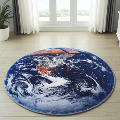 Lush Plush Infinity Earth Planet World Round Rug
