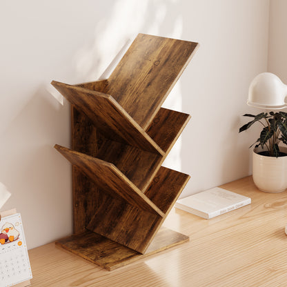 Resort 5 Shelving Rustic Bookshelf Display Cabinet Shelf Bookcase Desktop Organizer