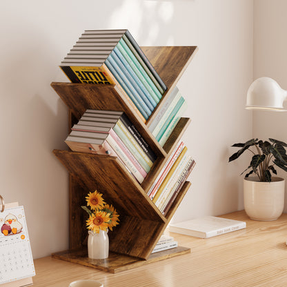 Resort 5 Shelving Rustic Bookshelf Display Cabinet Shelf Bookcase Desktop Organizer