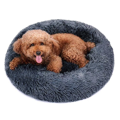 Cozy Plush Soft Fluffy Pet Bed Dog Cat Bed (Dark Grey, 40cm)